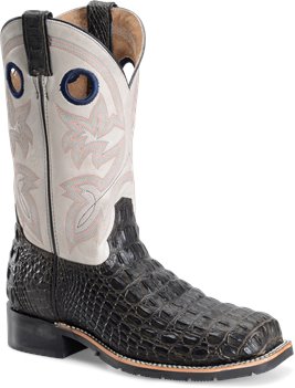 Chocolate Caiman Print Double H Boot 12 Wide Square Toe Roper 